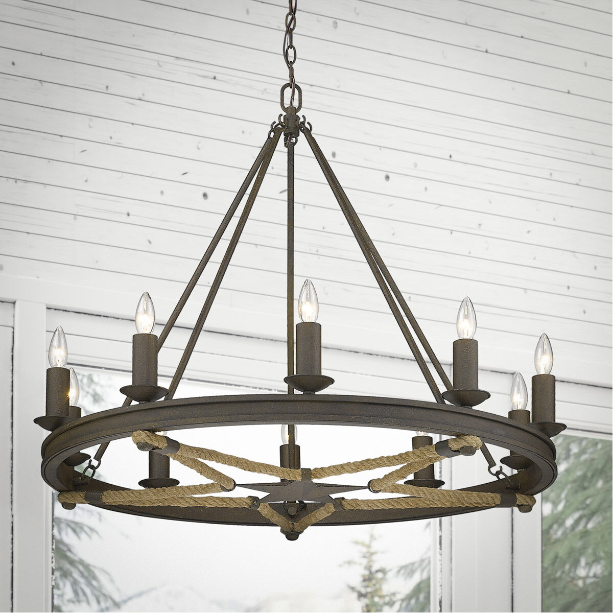 Stokes 10 Light 35.5 inch Dark Rust Chandelier Ceiling Light